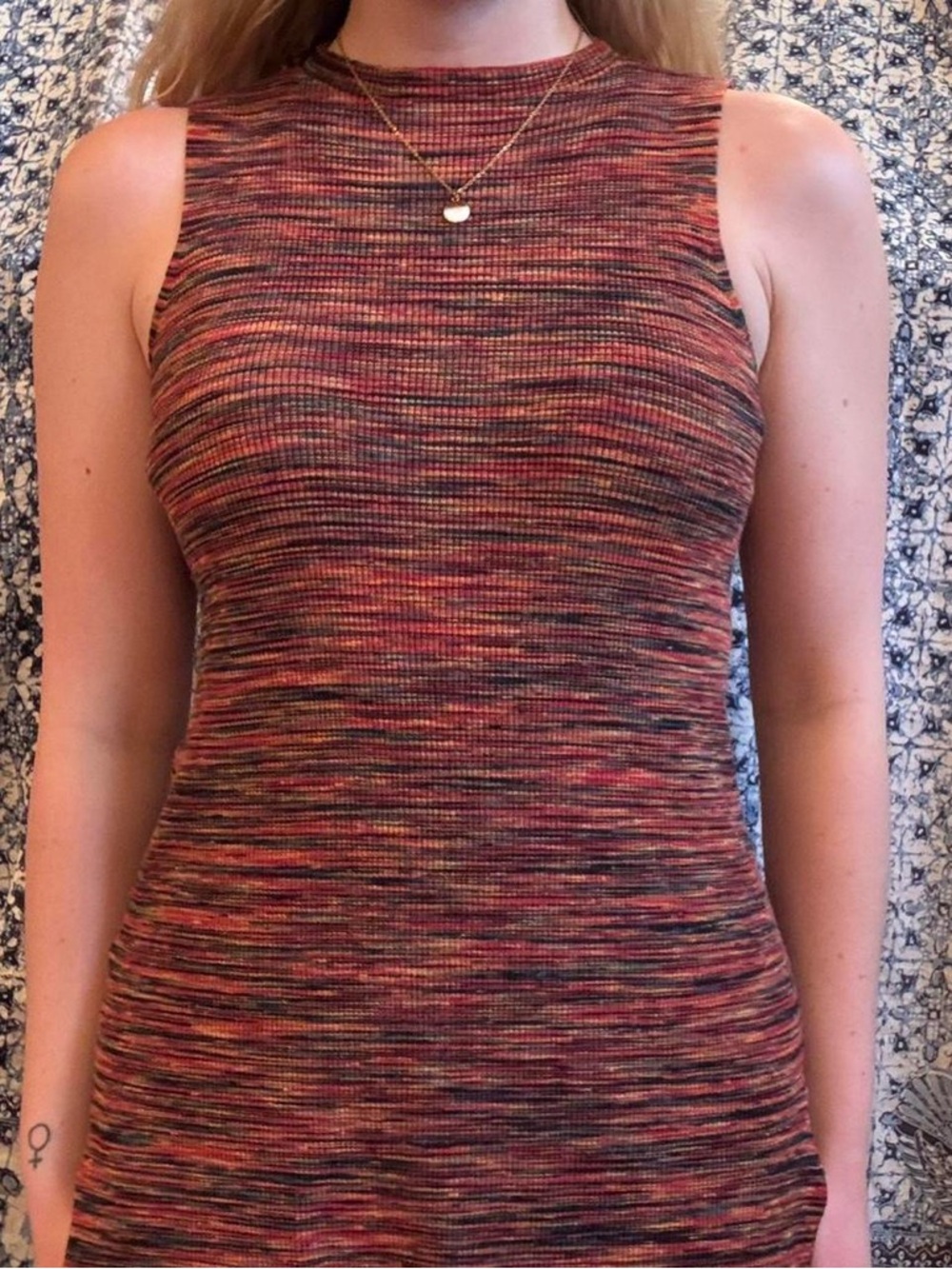 Anthropologie Multicolor Ribbed Mock-Neck Tunic